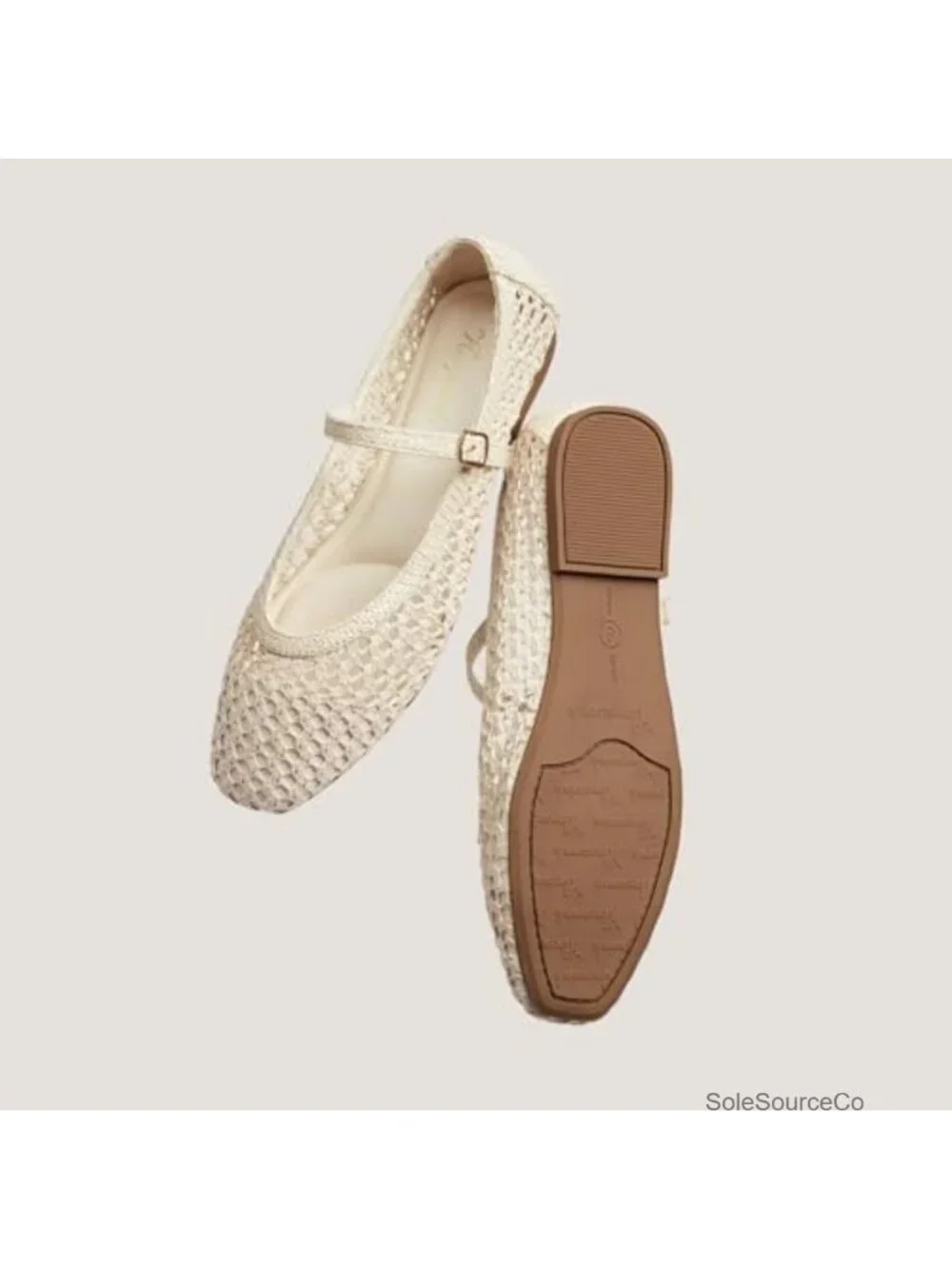 Woven Mary Jane Flats Women's Ballet Shoes Breathable Adjustable Buckle Slip